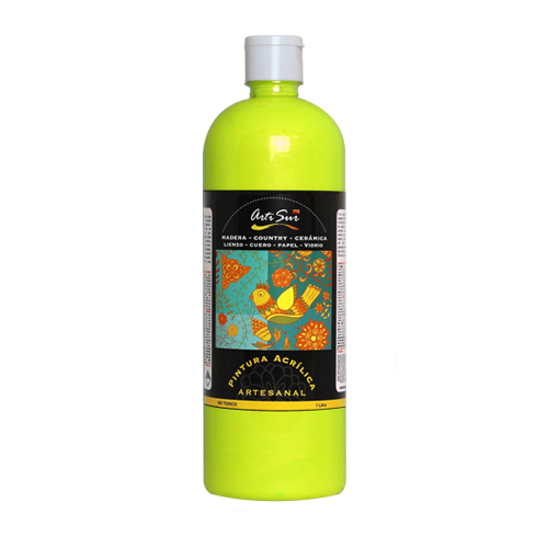 Imagen de PINTURA ARTESANAL AMARILLO LIMÓN FLUORESCENTE 1 LITRO